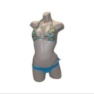 Recco brazilian teal and striped bikini set New With Tags
